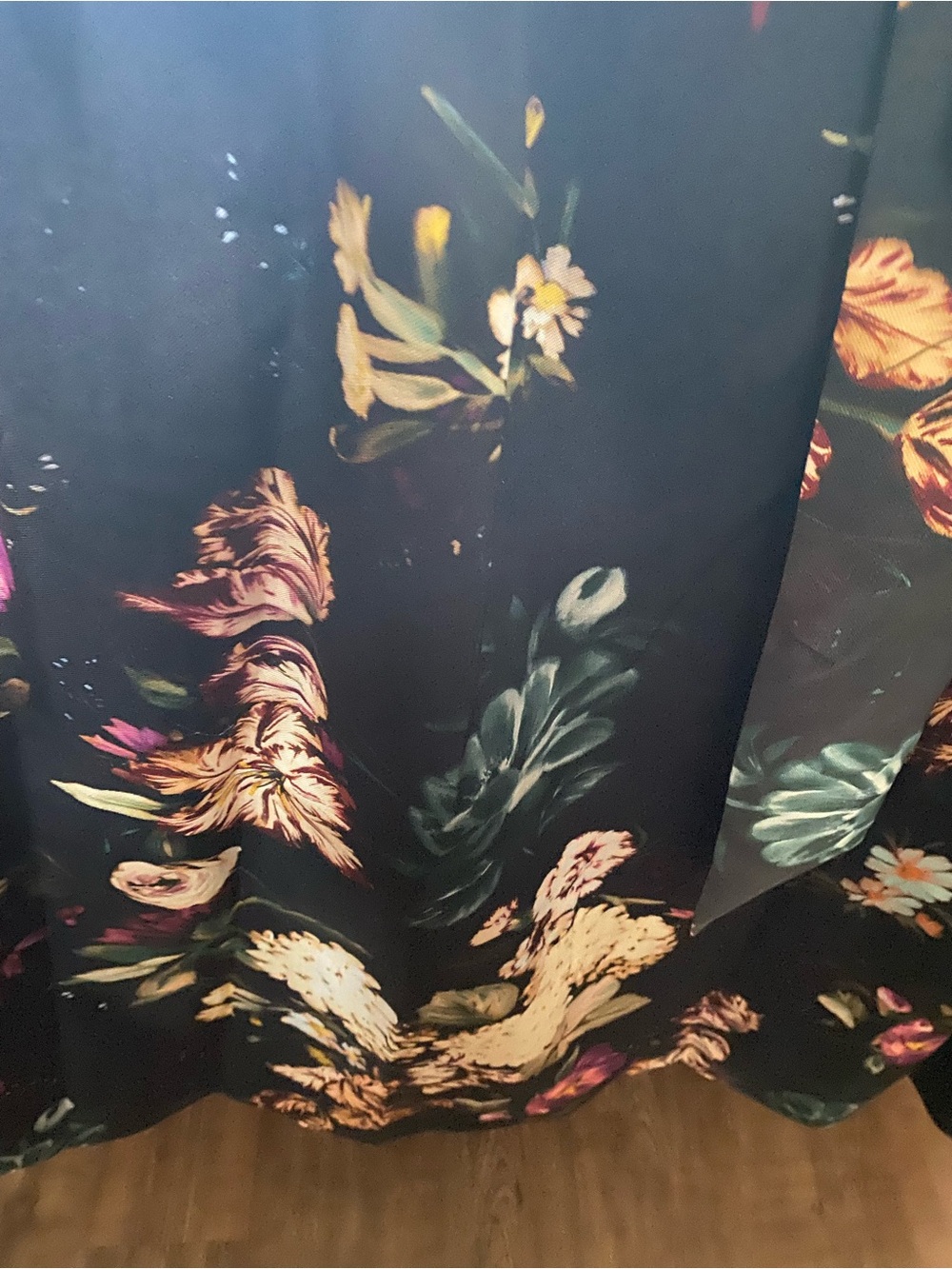 Aidan Mattox Black Floral V-Neck Maxi Gown with Sash - Picture 3 of 6
